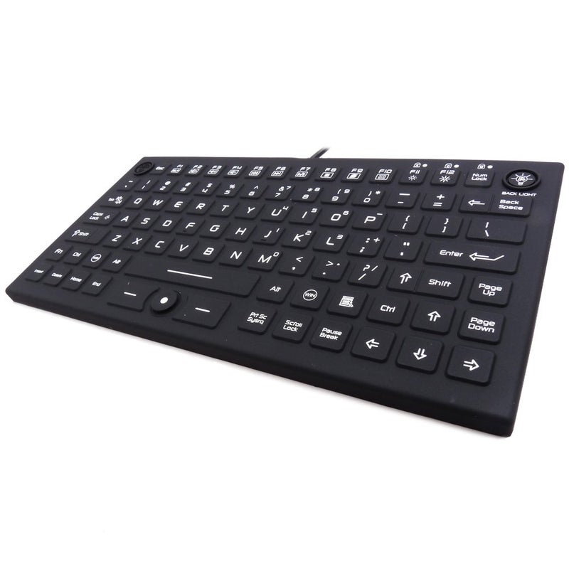 DSI Compact LED Backlit Keyboard with Integrated Mouse Button IP68 Waterproof Silicone IKB850BL - Image 4